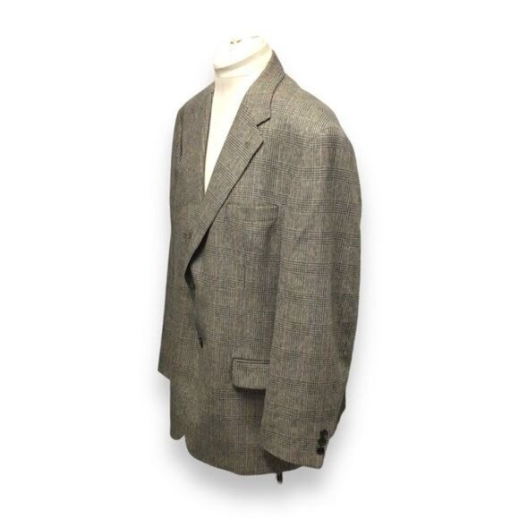 GianFranco Ruffini Mens Houndstooth Silk & Wool Woven Blend Italian Blazer, 46R - Picture 2 of 9